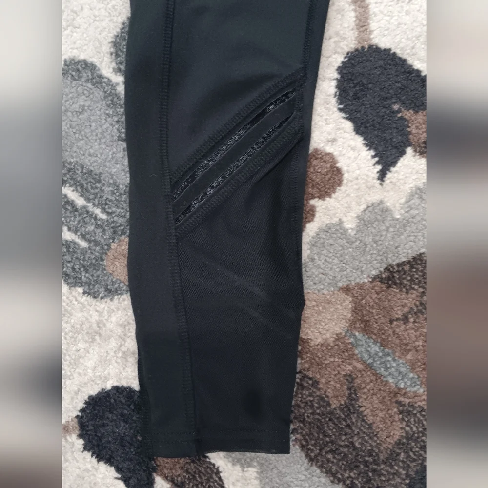 Rag Yoga Pants Black Leggings Women's Large Pockets Ankle Mesh Active Wear - Picture 4 of 8